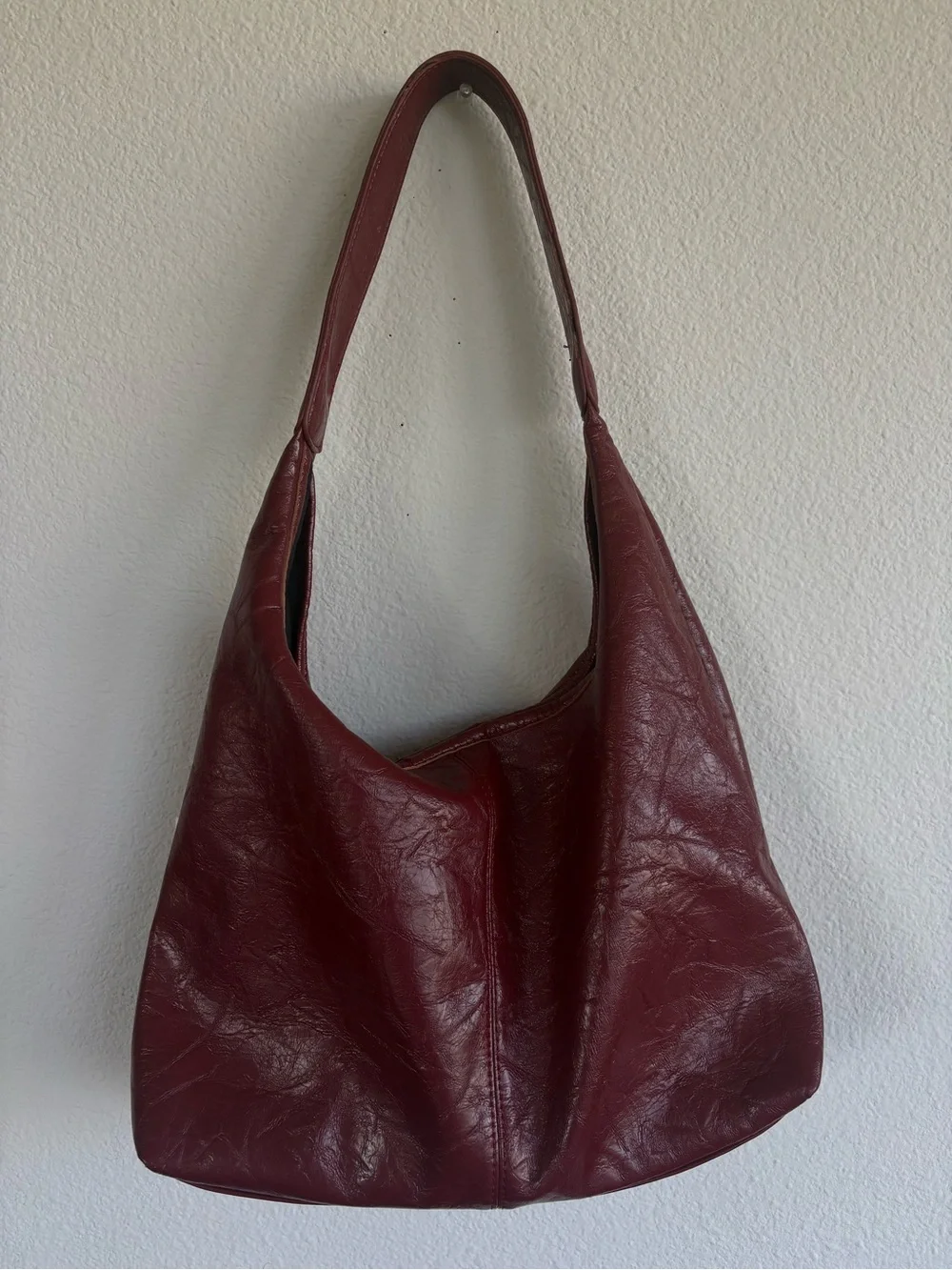 Women's Classic faux Leather Y2K  Burgundy boho bag